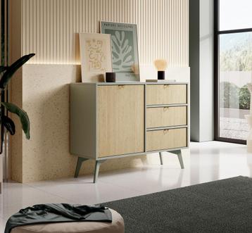 Meubella Dressoir groen Scandinavisch 106x38x81 cm, Huis en Inrichting, Kasten | Dressoirs, Verzenden, Nieuw, 25 tot 50 cm, 100 tot 150 cm