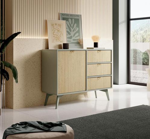 Meubella Dressoir groen Scandinavisch 106x38x81 cm, Maison & Meubles, Armoires | Dressoirs, Envoi