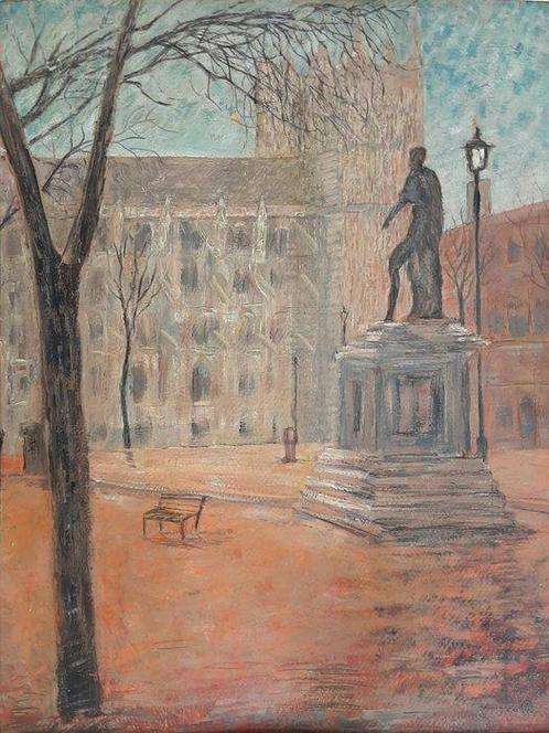 Sergio Mantovani (1904-?) - Scorcio Londinese, Westminster, Antiek en Kunst, Kunst | Schilderijen | Klassiek