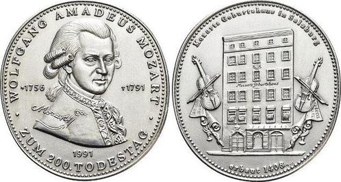 Ovale Ar-medaille 1991 Musik Mozart, Wolfgang Amadeus 175..., Postzegels en Munten, Penningen en Medailles, Verzenden