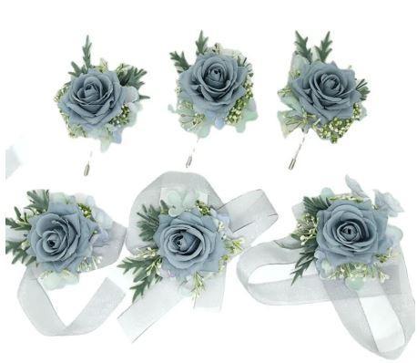 Luxe polscorsage, corsage van zijderozen ijsblauw met, Maison & Meubles, Accessoires pour la Maison | Plantes & Fleurs artificielles