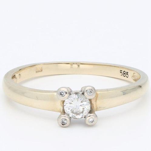 Zonder Minimumprijs - Ring - 14 karaat Geel goud Diamant, Handtassen en Accessoires, Ringen