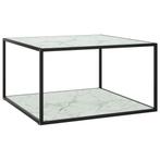 vidaXL Table basse Noir avec verre marbre blanc 90x90x50, Maison & Meubles, Verzenden, Neuf