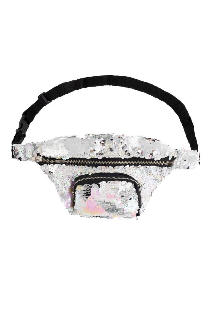 Heuptasje Rond Voorvak Pailletten Regenboog Zilver Heuptas S, Handtassen en Accessoires, Tassen | Damestassen, Nieuw, Ophalen of Verzenden