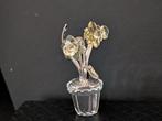 Beeld, Swarovski bloem in pot - 5 cm - Kristal