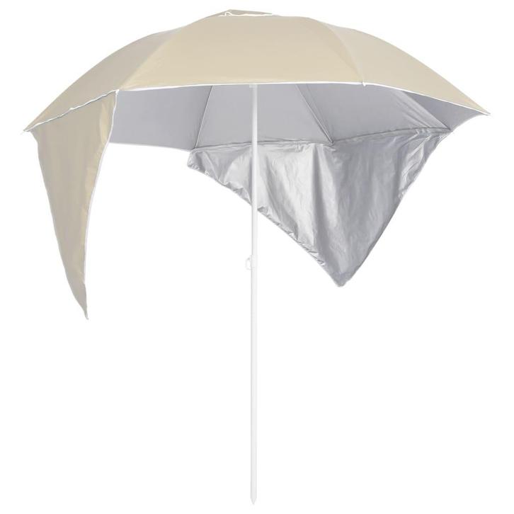 vidaXL Strandparasol met zijwanden 215 cm zandkleurig, Tuin en Terras, Parasols, Nieuw, Verzenden