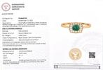 Ring - 14 karaat Geel goud - 0.70ct. tw. Smaragd - Diamant