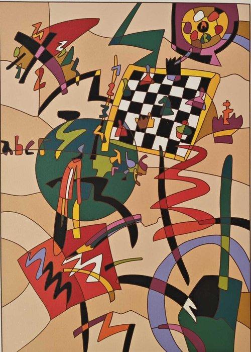 Ugo Nespolo (1941) - Chess board - Scacchiera, Antiek en Kunst, Antiek | Overige Antiek