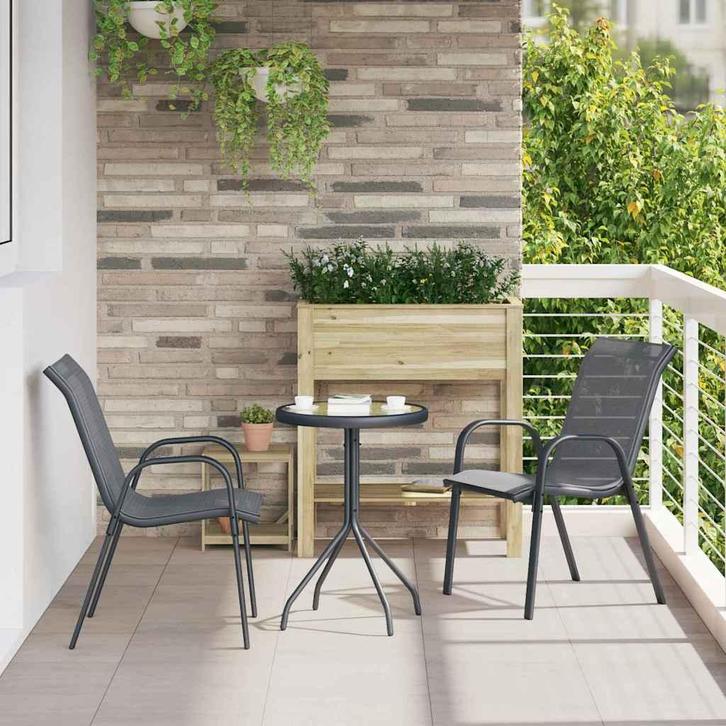 vidaXL Tuin Bistro Set 3 pcs Grijs Staal, Jardin & Terrasse, Ensembles de jardin, Envoi
