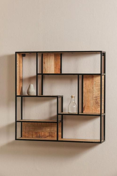 Wandrek Mangohout Bowi 100x100 cm, Huis en Inrichting, Woonaccessoires | Wandplanken en Boekenplanken, Nieuw, Verzenden