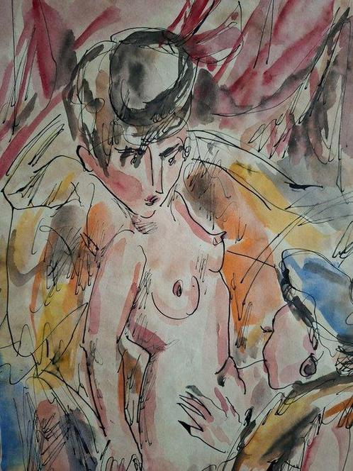 Jules Pascin (1885-1930) - Intimate Scene, Antiek en Kunst, Kunst | Schilderijen | Klassiek