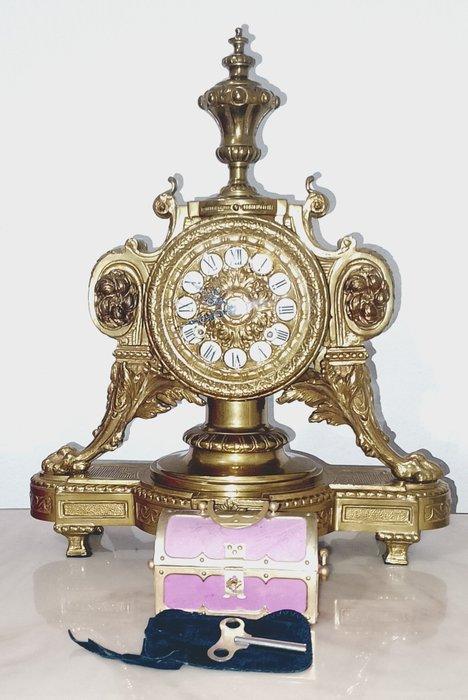 Figurale pendule Lodewijk XVI-stijl - Verguld brons -, Antiek en Kunst, Antiek | Klokken
