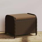vidaXL Tuinkruk met kussen 58x46x46 cm poly rattan bruin, Verzenden, Nieuw