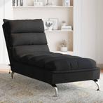 vidaXL Massage chaise longue met kussens stof zwart, Verzenden, Nieuw