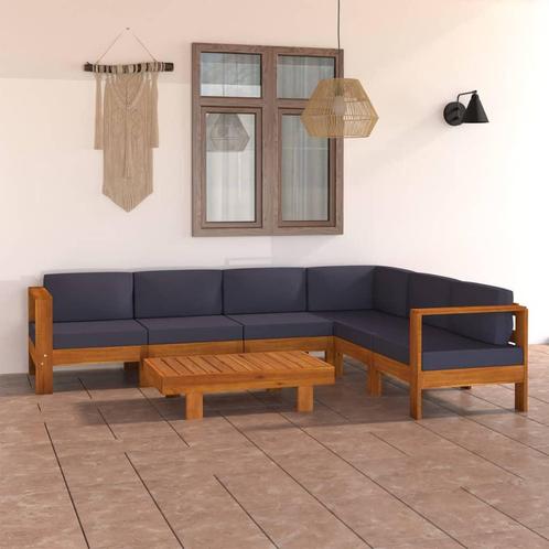 vidaXL 7-delige Loungeset met donkergrijze kussens, Tuin en Terras, Tuinsets en Loungesets, Loungeset, Nieuw, Verzenden