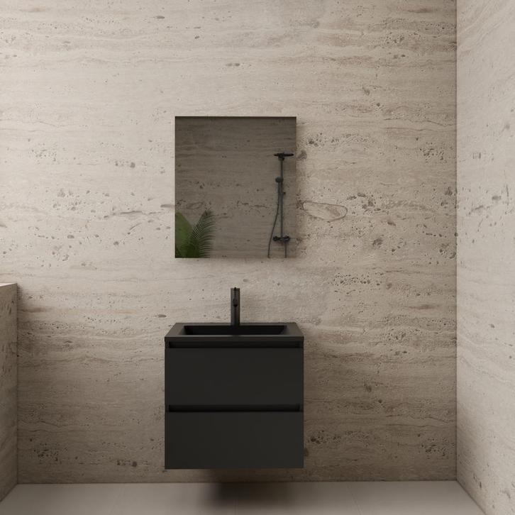 ACTIE BWS Badmeubel | Paris | Mat Zwart 60 cm | Mat Zwart, Doe-het-zelf en Bouw, Sanitair, Bad, Nieuw, Ophalen of Verzenden