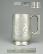 Pewter Tankard with carved Dragon and Glass Base - Tin -, Antiek en Kunst