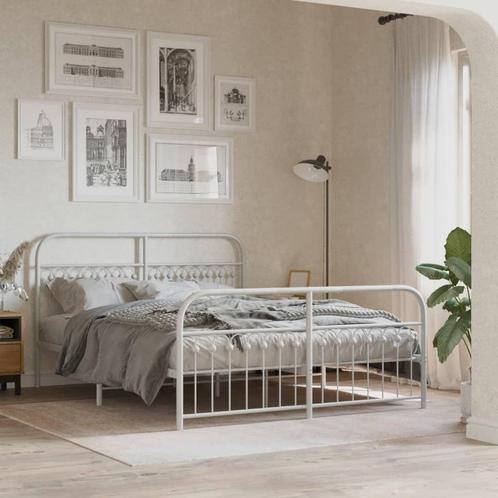vidaXL Bedframe met hoofd- en voeteneinde metaal wit 160x200, Huis en Inrichting, Slaapkamer | Bedden, Nieuw, Verzenden