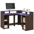 vidaXL Bureau met LED-verlichting 130x130x91 cm hout bruin, Huis en Inrichting, Bureaus, Verzenden, Nieuw