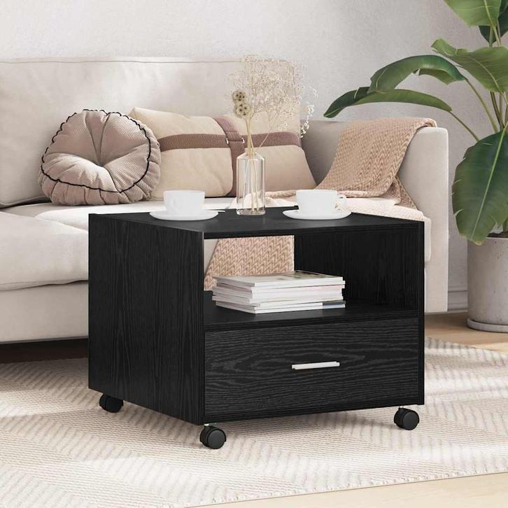 vidaXL Salontafel met lade Zwart Eiken 55 x 55 x 45cm, Huis en Inrichting, Tafels | Salontafels, Nieuw, Verzenden