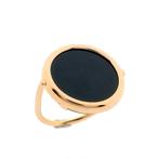 18 Krt. Rosé gouden ring met onyx (gouden pinkring), Gebruikt, Overige kleuren, Ophalen of Verzenden, Kleiner dan 17