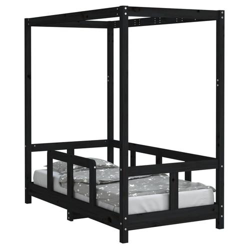 Kinderbed 70x140 Zwart Grenen - Retour Deal -40% Korting!, Kinderen en Baby's, Kinderkamer | Bedden, 70 tot 85 cm, 140 tot 160 cm