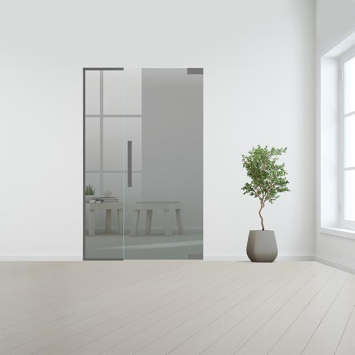 Glazen binnendeur met zijlicht zonder kozijn RVS beslag-Rech, Doe-het-zelf en Bouw, Glas en Ramen, Nieuw, Verzenden