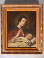 Franse school (XVII) - Vierge à lenfant, Antiek en Kunst