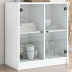 vidaXL Armoire latérale avec portes en verre blanc, Maison & Meubles, Armoires | Dressoirs, Neuf, Verzenden