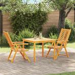 vidaXL Tuin Eettafel Set 3 pcs Bruin Massief Acacia Hout, Tuin en Terras, Tuintafels, Verzenden, Nieuw