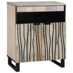 vidaXL Notenhouten Media Cabinet Wit en Zwart 60 x 33.5 x 75, Verzenden, Nieuw