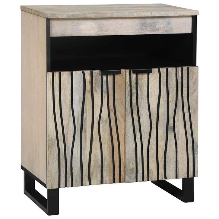 vidaXL Notenhouten Media Cabinet Wit en Zwart 60 x 33 x 75, Huis en Inrichting, Kasten | Dressoirs, Nieuw, Verzenden