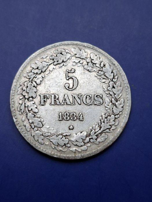 België. Leopold I. 5 Francs 1834 Position A, Postzegels en Munten, Munten | Nederland