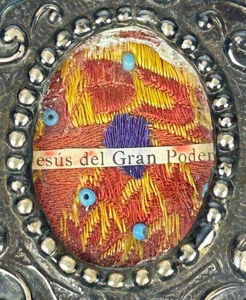 Reliekschrijn doos - Kristal, Metaal, Textiel - 1850-1900 -, Antiek en Kunst, Kunst | Niet-Westerse kunst