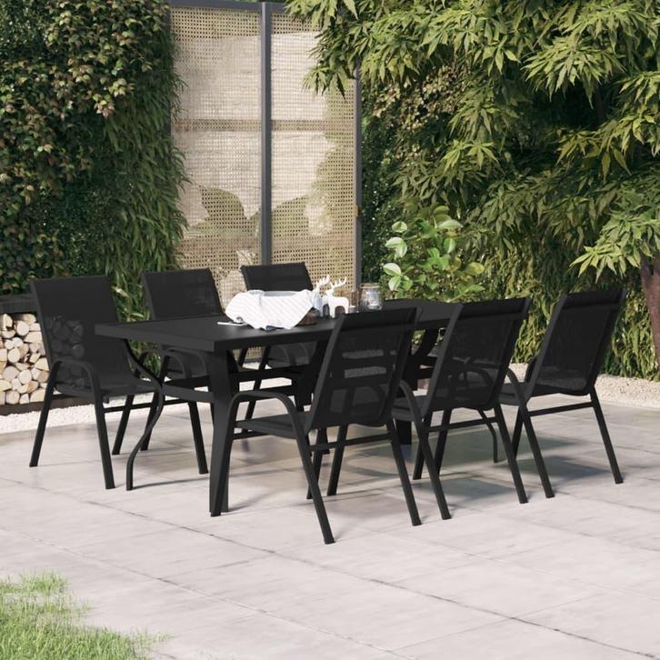 vidaXL 7-delige Tuinset zwart, Tuin en Terras, Tuinsets en Loungesets, Tuinset, Nieuw, Verzenden