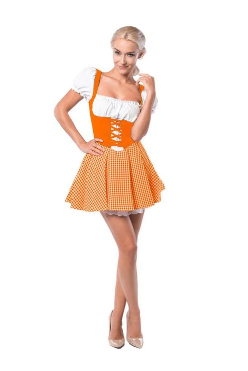 Dirndl Eva Oranje, Hobby en Vrije tijd, Feestartikelen, Nieuw, Verzenden