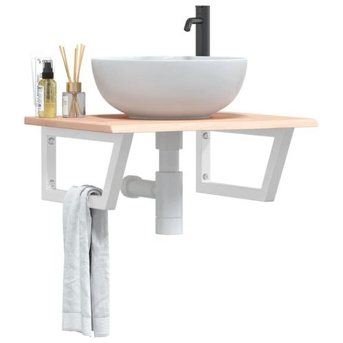 vidaXL Badkamer wandschap staal en massief eikenhout, Huis en Inrichting, Tafels | Kaptafels, Nieuw, Verzenden