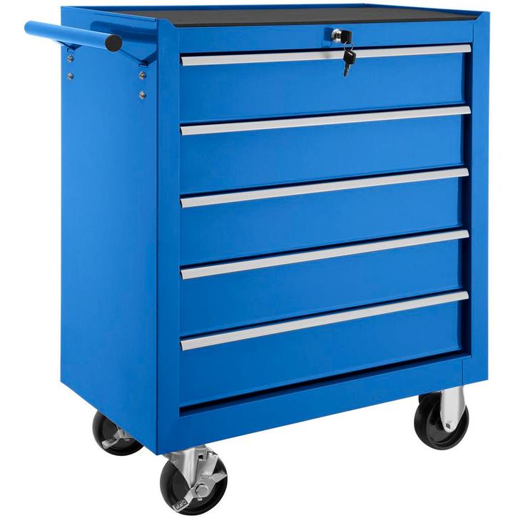 tectake Gereedschapswagen met 5 lades - blauw, Doe-het-zelf en Bouw, Gereedschap | Handgereedschap, Verzenden