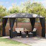 vidaXL Prieel met gordijnen 400x300x265 cm antraciet, Tuin en Terras, Verzenden, Nieuw
