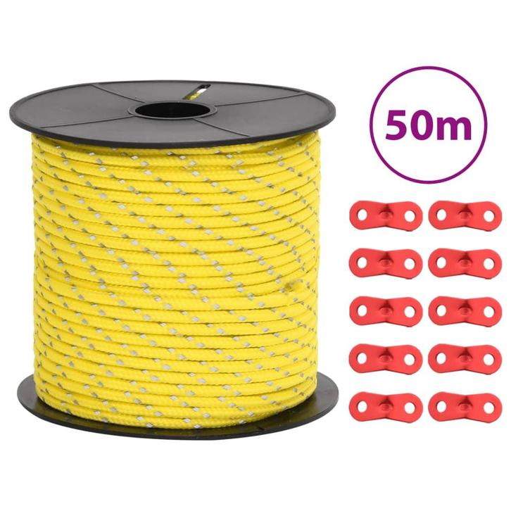 vidaXL Tentscheerlijn met reflecterende strips en spanners, Caravans en Kamperen, Tentaccessoires, Nieuw, Verzenden