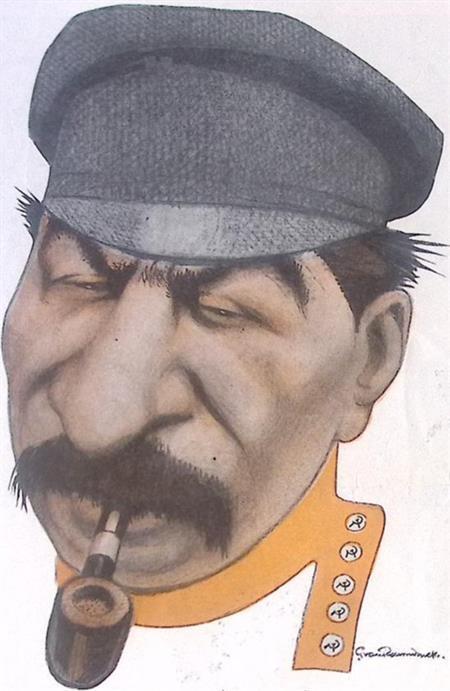 Spotprent met het gezicht van Stalin (lijst optie, Lithos), Antiek en Kunst, Kunst | Litho's en Zeefdrukken, Verzenden