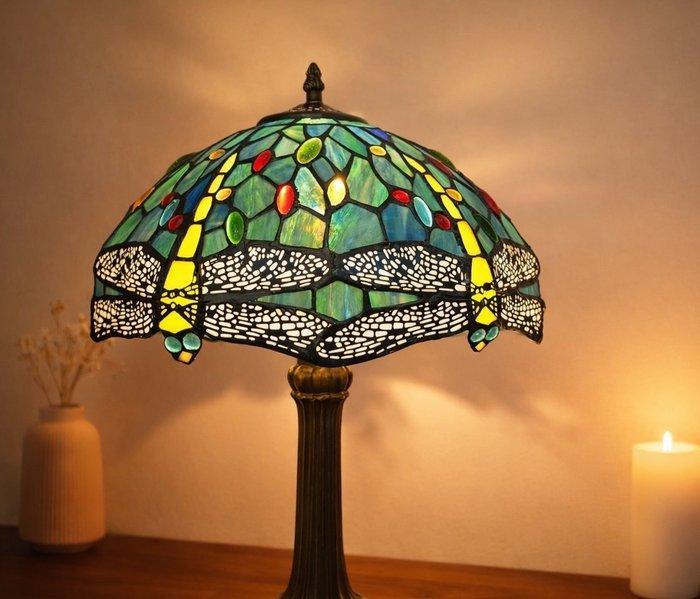 Tafellamp - Tiffany-stijl lamp met libellen - Glas, Antiquités & Art, Curiosités & Brocante