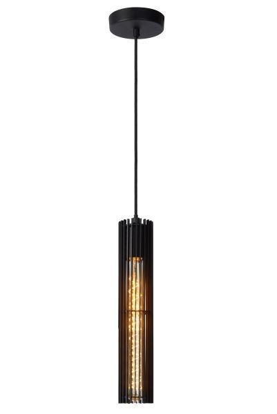 Lucide LIONEL - Hanglamp Ø 6,5 cm E27 Zwart, Maison & Meubles, Lampes | Suspensions, Envoi
