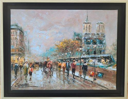 Christof Vevers (1962) - Les Quais ~ Notre Dame ~ Paris, Antiek en Kunst, Kunst | Schilderijen | Klassiek