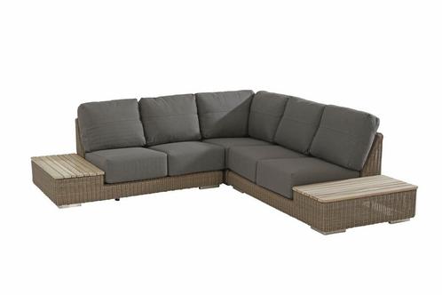 4 Seasons Outdoor Kingston hoekbank pure met teak eilanden, Tuin en Terras, Tuinsets en Loungesets