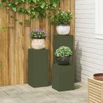 vidaXL Plantenstand 3 pcs Olijfgroen Staal, Tuin en Terras, Verzenden, Nieuw