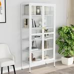 vidaXL Vitrinekast 90x40x180 cm staal en gehard glas wit, Huis en Inrichting, Verzenden, Nieuw