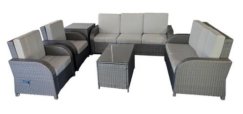 Loungeset 8 persoons wicker, Tuin en Terras, Tuinsets en Loungesets, Bank, Bijzettafel, Hocker, Nieuw, Wicker, Loungeset, 8 zitplaatsen