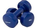 Tunturi Dumbell set - 2 x 4,0 kg - Vinyl - Blauw - Incl., Verzenden, Zo goed als nieuw