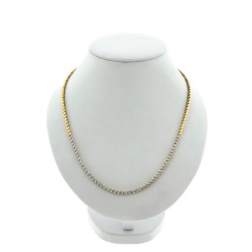 18 Krt. Bicolor gouden tennis collier met diamant 0,49 ct..., Handtassen en Accessoires, Kettingen, Overige kleuren, Gebruikt